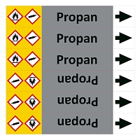 Značení potrubí ISO 20560, propan